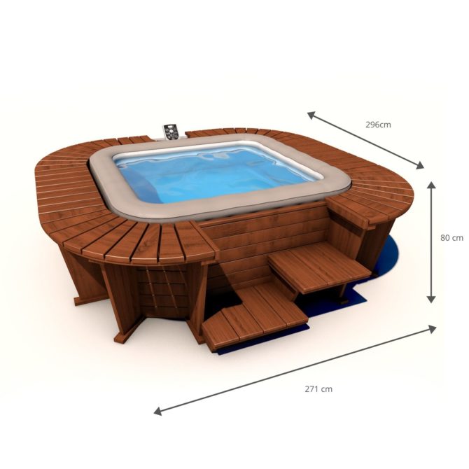 Spa Hinchable con Estructura de Madera K2O Queen Beach 271x296x80 cm para 5-7 Personas con Hydrojets - Imagen 4