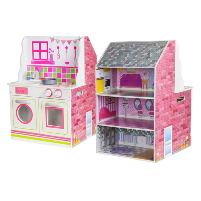 Casa de Muñecas y Cocina 2 en 1 Estela Outdoor Toys de MDF 47,5x40x67,5 cm - Imagen 3