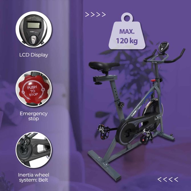 Bicicleta Ciclo Indoor Estática Keboo Serie 300 con Volante de Inercia de 6 kg Asiento y Manillar Ajustable y Pantalla - Imagen 2