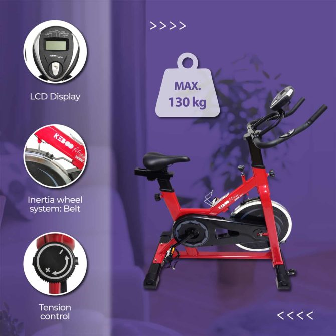 Bicicleta Ciclo Indoor Estática Keboo Serie 700 con Volante de Inercia 15 kg, Asiento y Manillar Ajustable y Pantalla LCD - Imagen 3