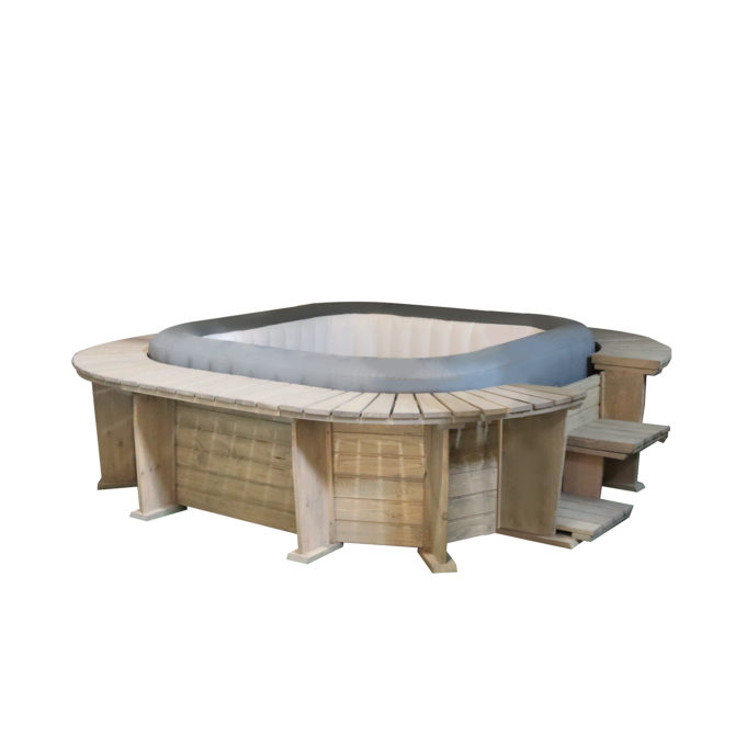 Spa Hinchable con Estructura de Madera Panelada K2O Seychelles 250x275x71 cm para 4-6 personas con Hydrojets