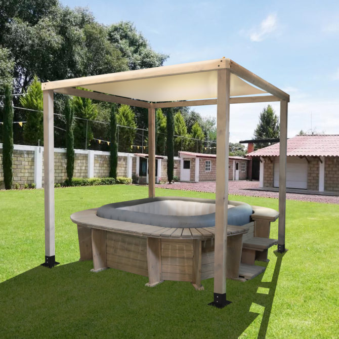 Spa Hinchable con Estructura de Madera y Pérgola K2O Seychelles 250x275x71 cm para 4-6 personas con Hydrojets - Imagen 2