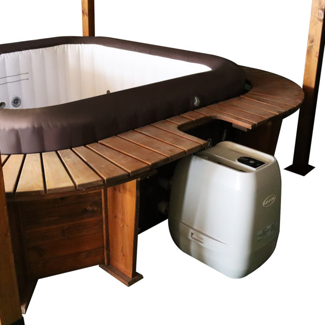 Spa Hinchable con Estructura de Madera y Pérgola K2O California 271x296x80 cm para 5-7 personas con Hydrojets y Luz LED - Imagen 4