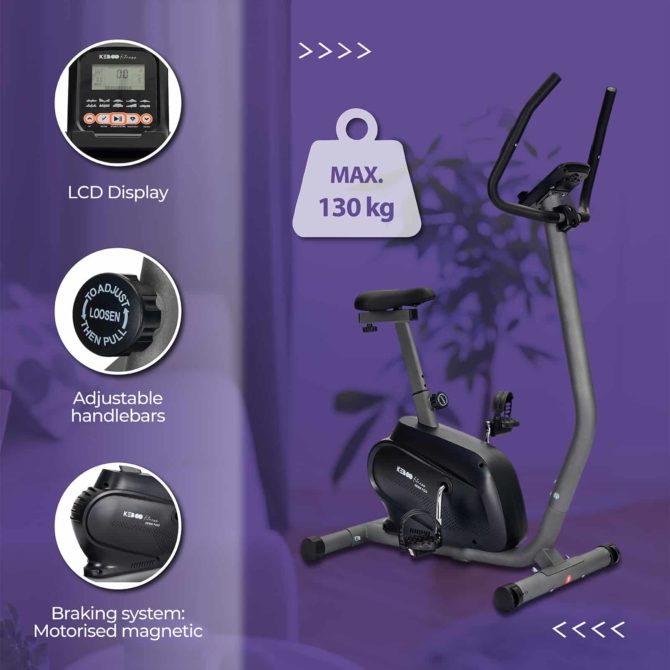 Bicicleta Estática Motorizada Keboo Serie 900 Magnética con Pulsómetro de Manillar, 16 Niveles, Asiento Ajustable y Pantalla LCD - Imagen 3