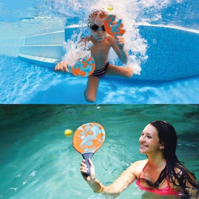 Set de 2 Palas de Neopreno y 2 pelotas para Jugar en la Piscina o la Playa - Imagen 2