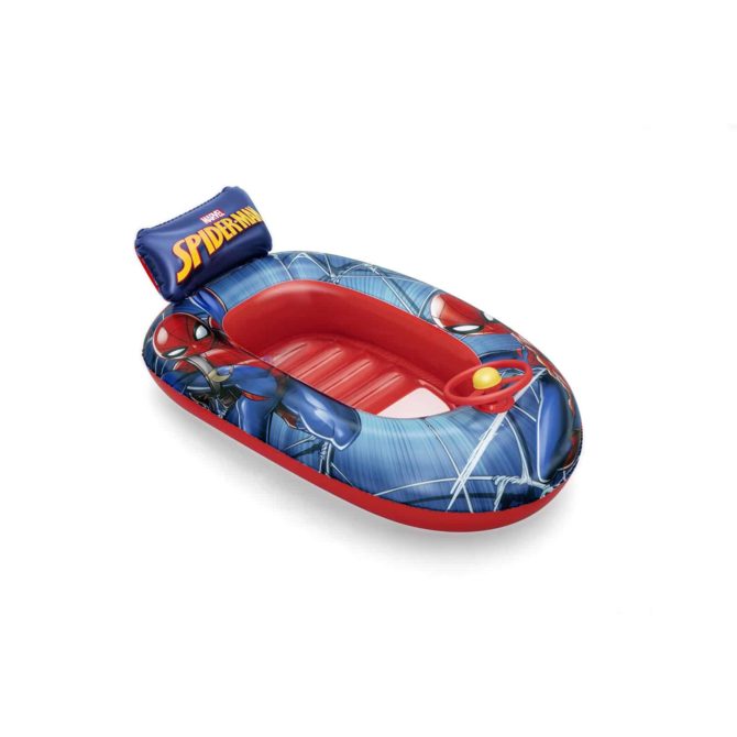 Barca Hinchable Coche de Spider Man Bestway con Volante 104x60x32 cm 3-6 Años