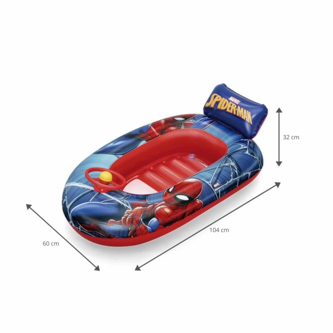 Barca Hinchable Coche de Spider Man Bestway con Volante 104x60x32 cm 3-6 Años - Imagen 4