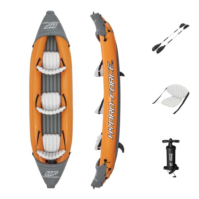 Kayak Hinchable Bestway Hydro-Force Triple Lite-Rapid X3 381x100x42 cm Con 2 Remos y Bomba de Mano