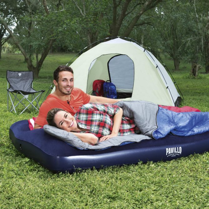 Colchón Hinchable Doble Bestway Easy Inflate Flocked 191x137x28 cm Con Bomba - Imagen 2