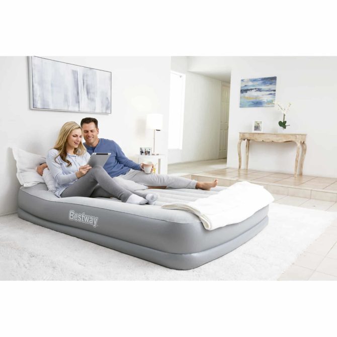 Cama Hinchable Doble Bestway 203x152x38 cm Inflador Integrado Tritech Gris - Imagen 2