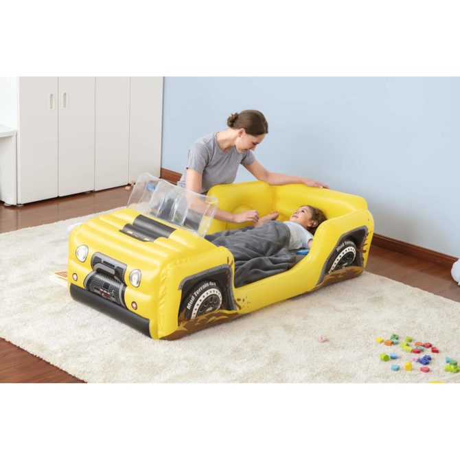 Cama Hinchable Infantil Bestway Coche Amarillo 160x84x62 cm - Imagen 2