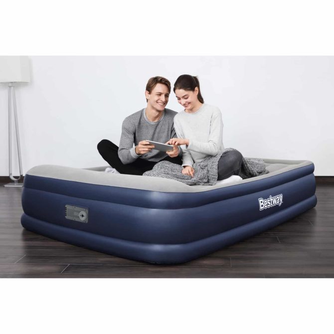 Cama Hinchable Doble Bestway 203x152x46 cm Inflador Integrado Tritech Gris - Imagen 2