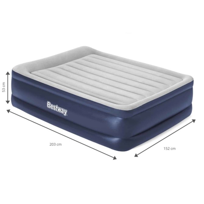 Cama Hinchable Doble Bestway 203x152x53 cm Inflador Integrado Gris - Imagen 4