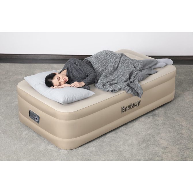 Cama Hinchable Individual Bestway 191x97x46 cm Inflador Integrado Fortech Beige - Imagen 2