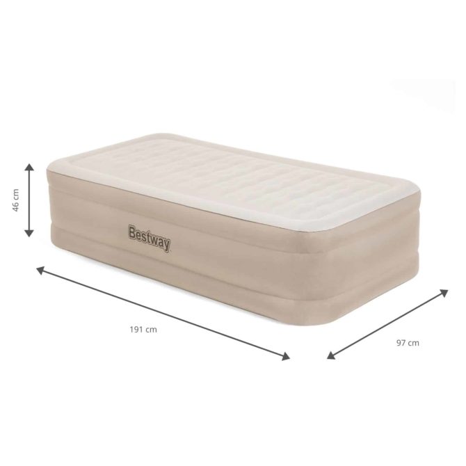 Cama Hinchable Individual Bestway 191x97x46 cm Inflador Integrado Fortech Beige - Imagen 4