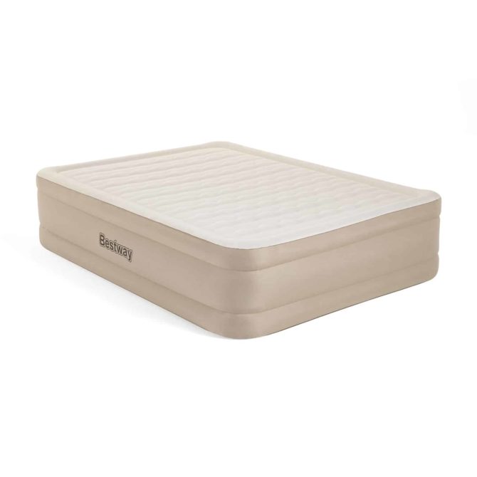 Cama Hinchable Doble Bestway 203x152x46 cm Inflador Integrado Fortech Beige