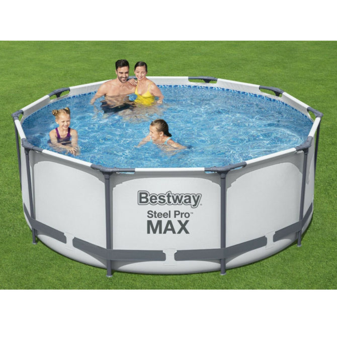 Pack Piscina Desmontable Tubular Bestway Steel Pro Max 305x100 cm Depuradora, Escalera, Cobertores, Kit de Limpieza, Thermo-Klor - Imagen 2