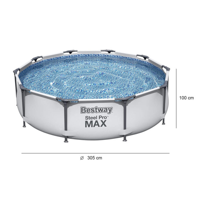 Pack Piscina Desmontable Tubular Bestway Steel Pro Max 305x100 cm Depuradora, Escalera, Cobertores, Kit de Limpieza, Thermo-Klor - Imagen 4