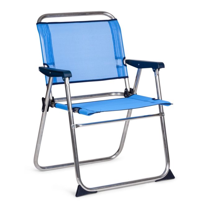 Silla de Playa Plegable Solenny con Respaldo Bajo 58x54x81 cm Color Azul