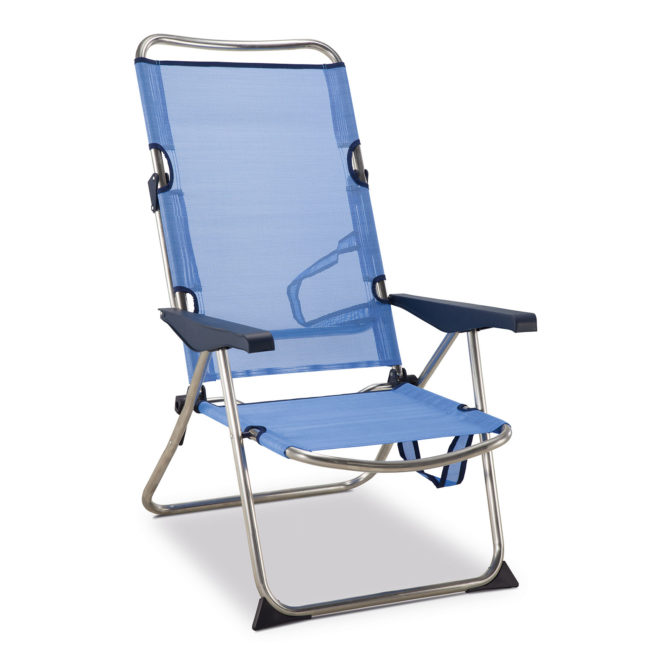 Silla de Playa Cama Plegable Solenny Reclinable con Respaldo Alto y Asas 91x63x105 cm 4 Posiciones