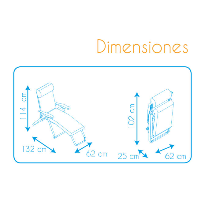 Hamaca Plegable Tumbona de Jardín y Playa Solenny con Reposapies Acolchada 132x62x114 cm  6 Posiciones con Cabezal Anatómico - Imagen 4