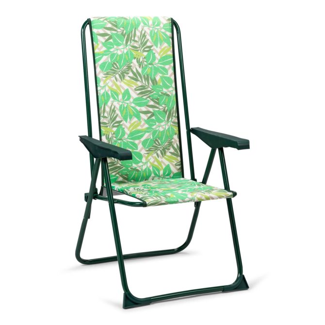 Silla Plegable de Jardín Solenny Reclinable Acolchada con Respaldo Alto 62x60x105 cm 5 posiciones