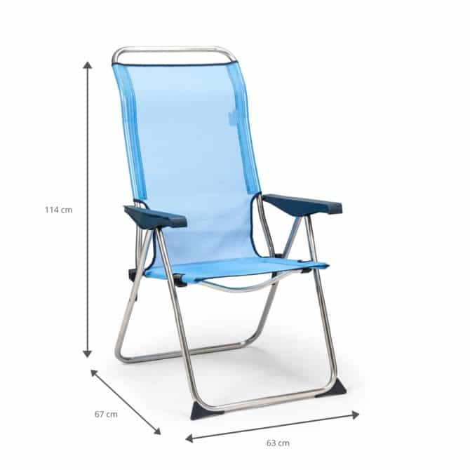 Silla de Playa y Jardín Plegable Solenny Reclinable 5 Posiciones con Respaldo Anatómico 67x63x114 cm Color Azul - Imagen 5