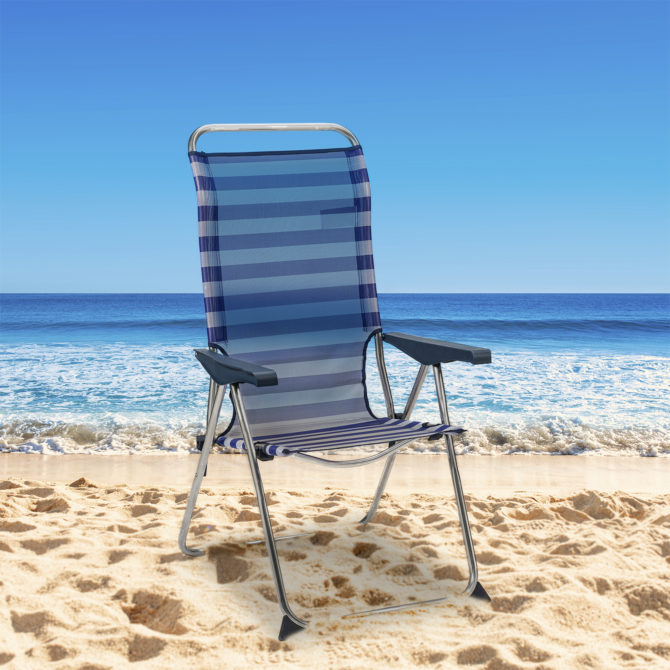 Silla de Playa Plegable Solenny Reclinable 5 Posiciones con Respaldo Anatómico 67x63x114 cm - Imagen 2