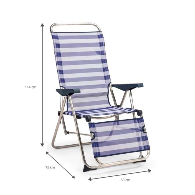 Silla de Playa y Jardín Plegable Solenny Reclinable con Respaldo Anatómico 75x63x114 cm 5 Posiciones - Imagen 4