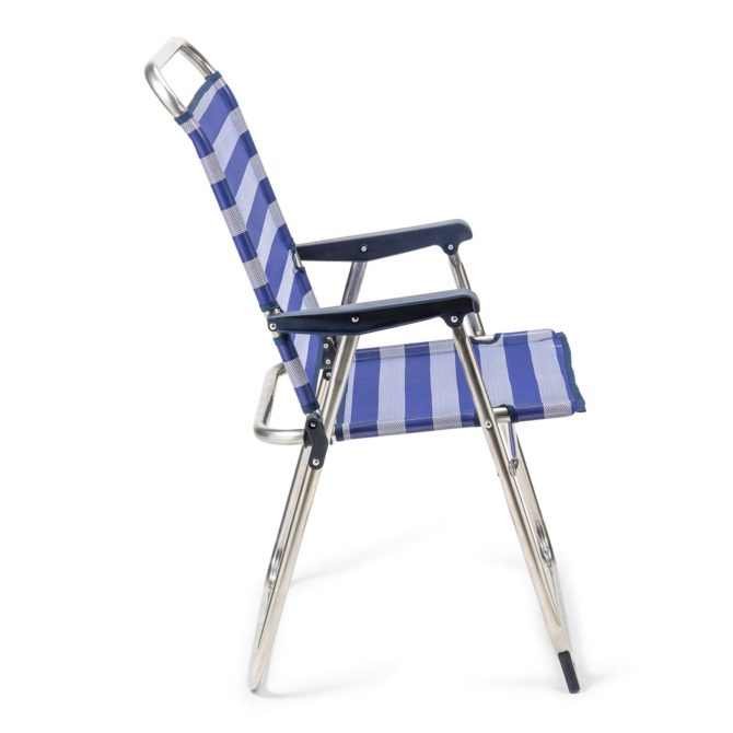 Silla de Playa Plegable Solenny con Respaldo Alto 81x62x86 cm Color Azul y Blanco - Imagen 3