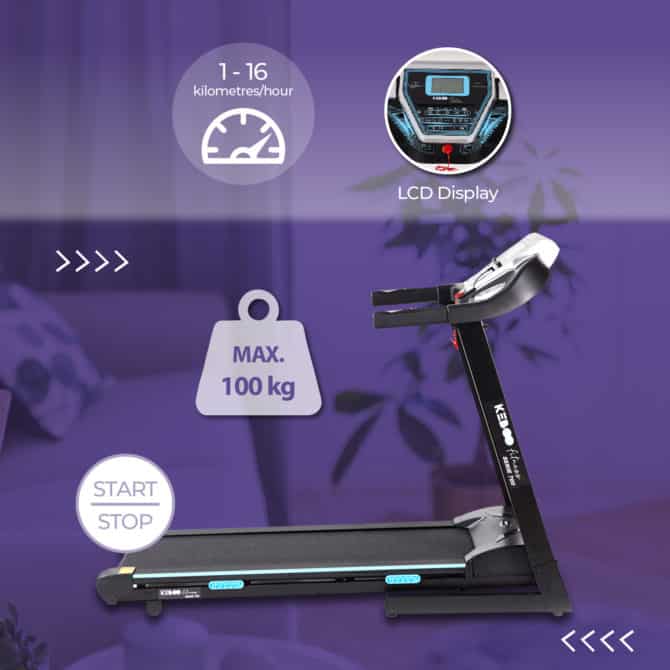 Cinta de Correr Plegable Keboo Serie 700 Pantalla LCD 1-16 km/h 14 Programas de Entrenamiento y Altavoz - Imagen 3