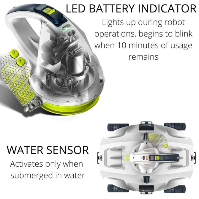 Robot Limpiafondos para Piscina Sobre Suelo 65 m² Kokido Manga Plus Batería 120 min Depósito 7,2 L - Imagen 4