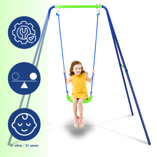 Columpio Infantil para Jardín + 3 Años Juego para Niños de Metal Outdoor Toys 142x142x180 cm Carga hasta 45 Kg - Imagen 3