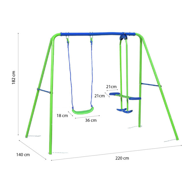 Columpio Balancín Infantil para Jardín + 3 Años Juego para Niños de Metal Outdoor Toys 220x140x182 cm Carga hasta 45 Kg - Imagen 4
