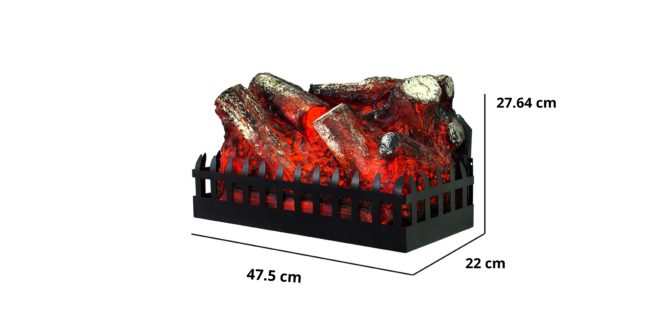 Chimenea Decorativa Uso Interior con Efecto Fuego de Leña Portátil Kekai Utah 47.5x22x27.64 cm Llamas LED en Acero y Resina - Imagen 4