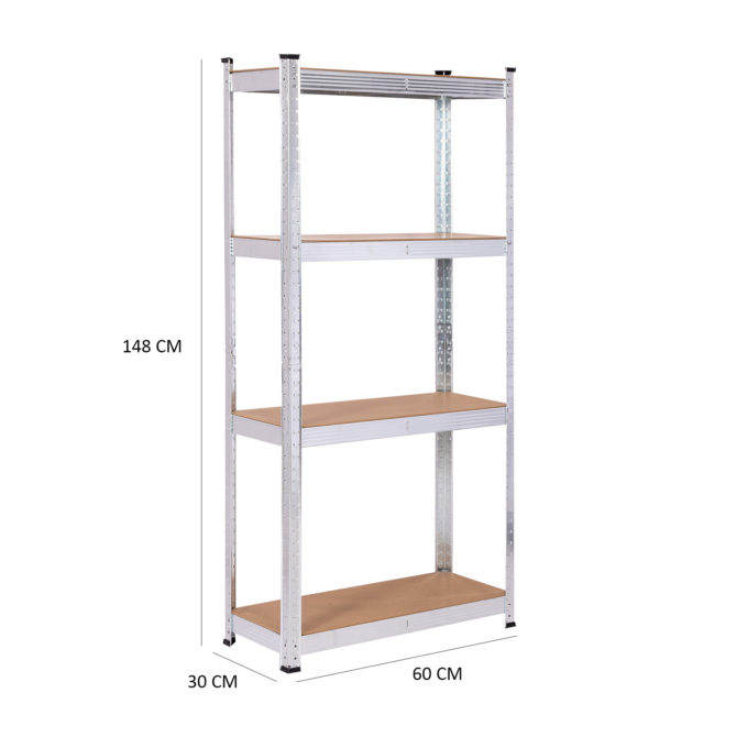 Estantería Metálica Galvanizada en Kit CATTERHOUSE Max Pro 60x30x148 cm Estantería de Almacenaje con 4 Baldas Ajustables Soporta hasta 240 kg - Imagen 4