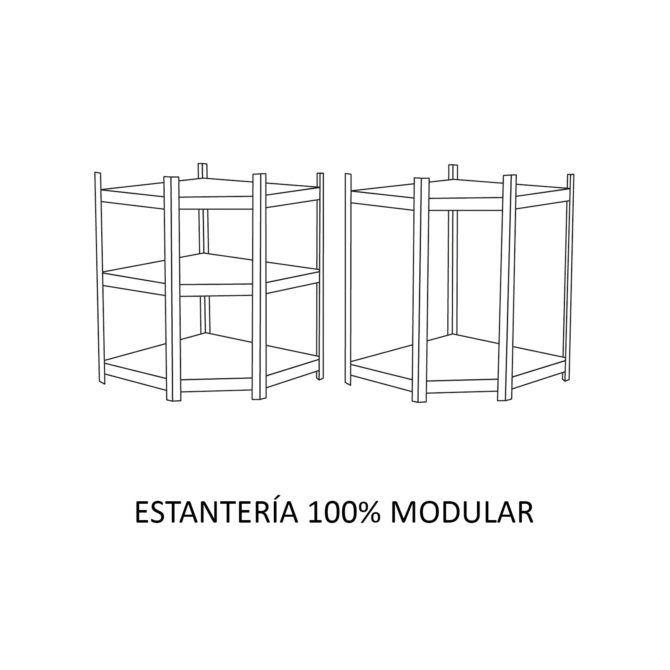 Estantería Metálica en Esquina Galvanizada en Kit CATTERHOUSE Max Pro 70x40x180 cm Estantería de Almacenaje con 5 Baldas Ajustables Soporta hasta 875 kg - Imagen 3