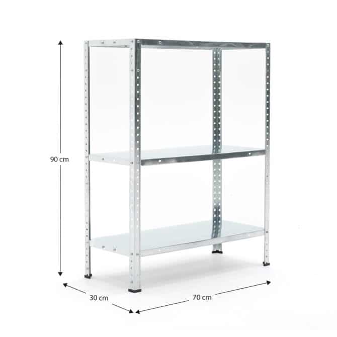 Estantería Metálica Galvanizada CATTERHOUSE Nils Solid 90 - 70x30x90 cm Estantería de Almacenaje con 3 Baldas de acero Galvanizado Soporta hasta 150 kg - Imagen 4