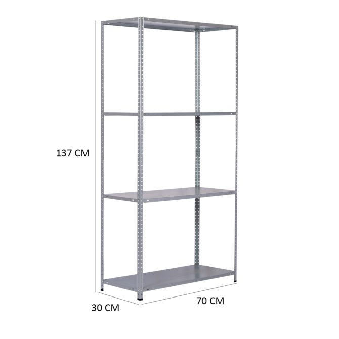 Estantería Metálica Galvanizada CATTERHOUSE Nils Solid 137 - 70x30x137 cm Estantería de Almacenaje con 4 Baldas de acero Galvanizado Soporta hasta 200 kg - Imagen 4