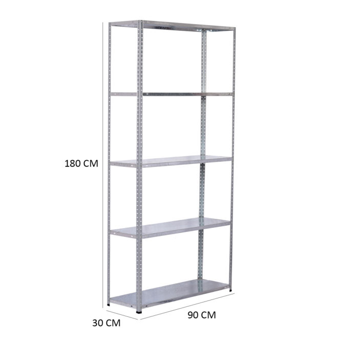 Estantería Metálica Galvanizada CATTERHOUSE Nils Solid 180 - 90x30x180 cm con 5 Baldas de acero Galvanizado Soporta hasta 250 kg - Imagen 4