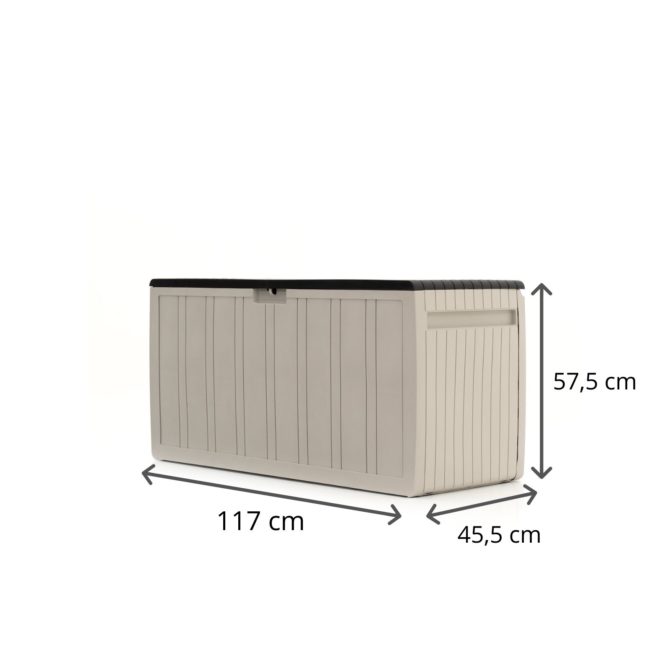 Baúl de Almacenaje Gardiun Top 117x45,5x57,50 cm 270L Montaje en Clic | Fabricado en Resina | Sistema de Cierre para Candado | Diseño Bicolor - Imagen 4