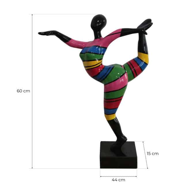 Figura Decorativa Silueta Femenina Bailando Tamaño M Kuatéh Hannah de Poliresina 44x15x60 cm Multicolor - Imagen 4