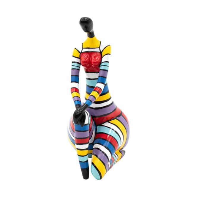 Figura Decorativa Silueta Femenina Sentada sobre sus Rodillas Kuatéh Rachel de Poliresina 38x26x61 cm Multicolor - Imagen 3