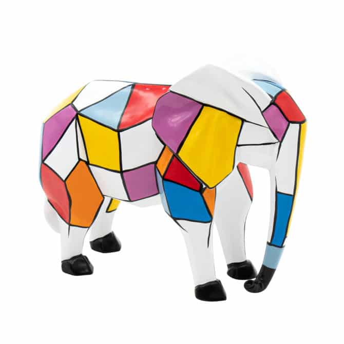 Figura Decorativa Elefante Tamaño M Kuatéh Noak de Poliresina 46x22x39 cm Multicolor