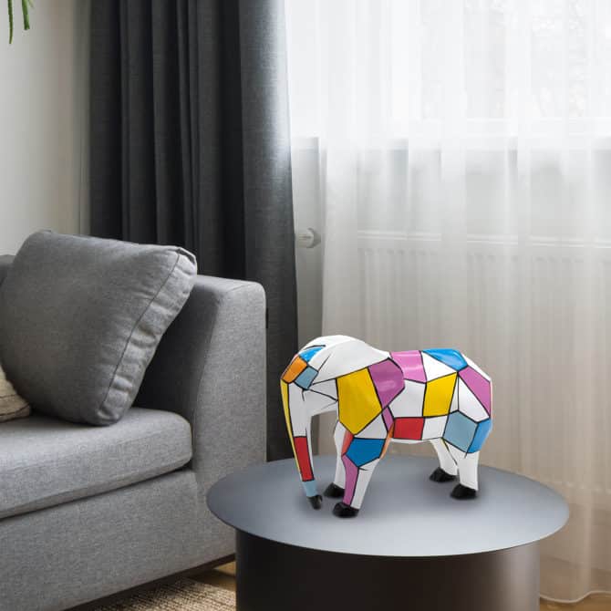 Figura Decorativa Elefante Tamaño M Kuatéh Noak de Poliresina 46x22x39 cm Multicolor - Imagen 2