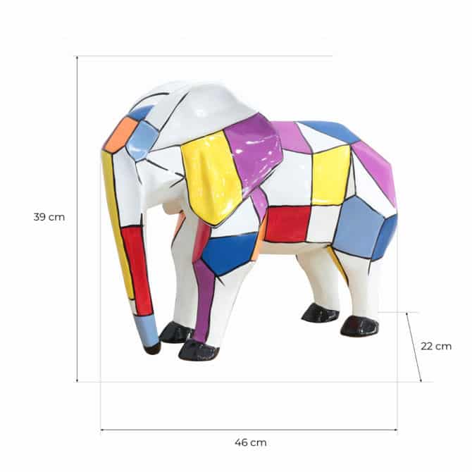 Figura Decorativa Elefante Tamaño M Kuatéh Noak de Poliresina 46x22x39 cm Multicolor - Imagen 4