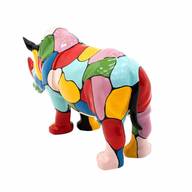 Figura Decorativa Rinoceronte Tamaño L Kuatéh de Poliresina 104x26x47 cm Multicolor - Imagen 3