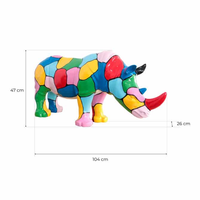 Figura Decorativa Rinoceronte Tamaño L Kuatéh de Poliresina 104x26x47 cm Multicolor - Imagen 4