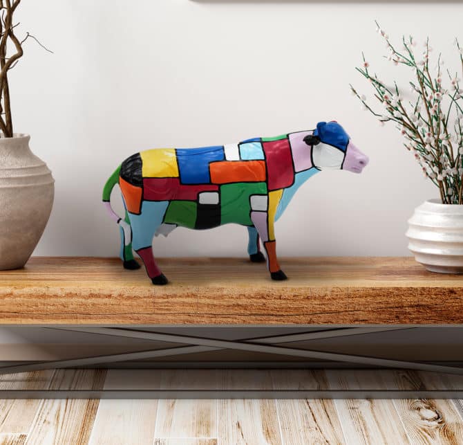 Figura Decorativa Vaca Tamaño M Kuatéh Chap de Poliresina 63x18x39 cm Multicolor - Imagen 2