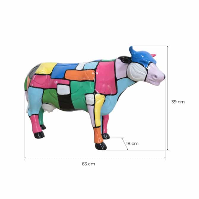 Figura Decorativa Vaca Tamaño M Kuatéh Chap de Poliresina 63x18x39 cm Multicolor - Imagen 4